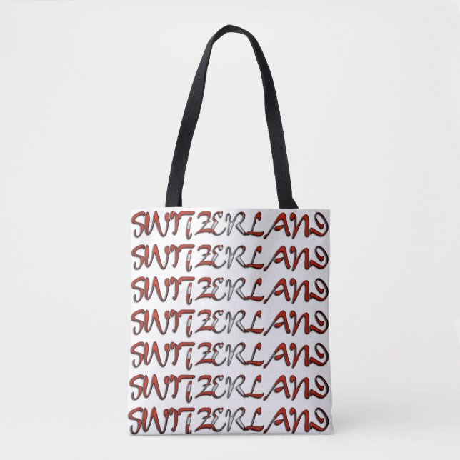 Tote Bag Suisse Drapeau Typographie couleur Pays européen (Devant)