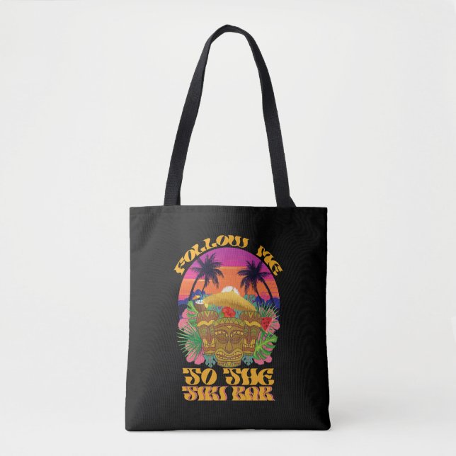 Tote Bag Suivez-Moi Au Tiki Bar Hawaiian Luau Party (Devant)