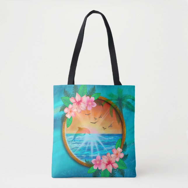Tote Bag Summer Beach Les oiseaux de mer volent dans le cie (Devant)