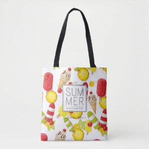 Tote Bag Summer Fruits and Ice-Cream Fun