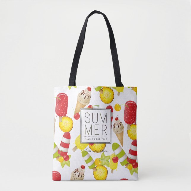 Tote Bag Summer Fruits and Ice-Cream Fun (Devant)
