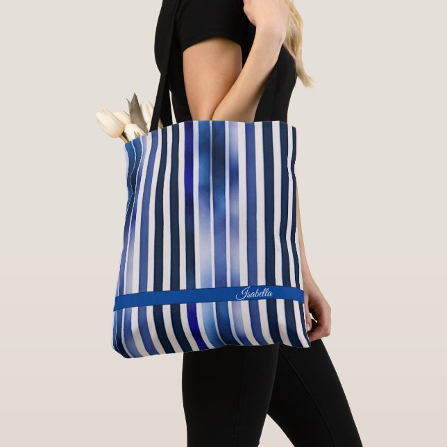 Tote Bag Summer Popular Navy Blue Boat Stripes Collection (De près)