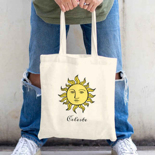Tote Bag Sun Retro Magic Vintage Personnalisé Celestial (Créateur téléchargé)
