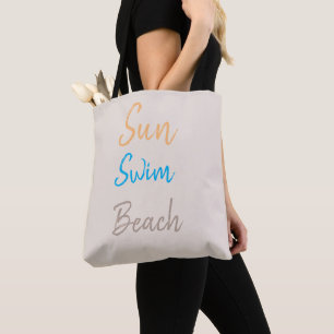 Tote Bag Sun Swim Beach Minimal