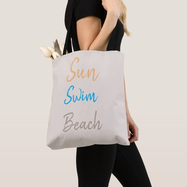 Tote Bag Sun Swim Beach Minimal (De près)
