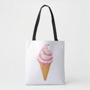 Tote Bag sundae fraise en cône gaufre avec garniture