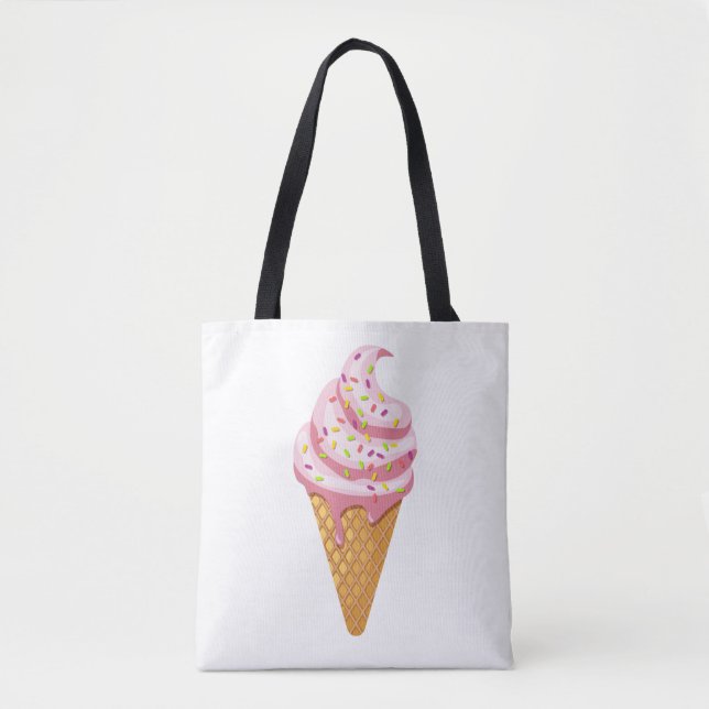 Tote Bag sundae fraise en cône gaufre avec garniture (Devant)