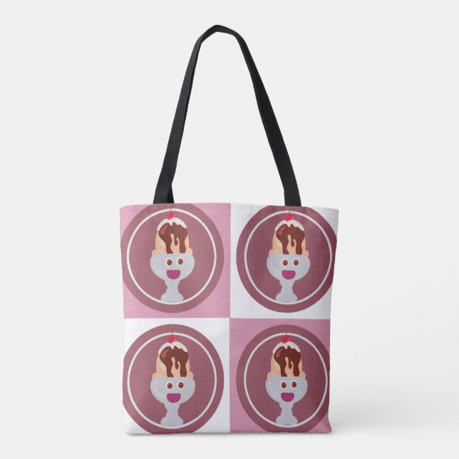 Tote Bag Sundae Motif Cute Crème Ice Fun Design Fourre-tout (Dos)