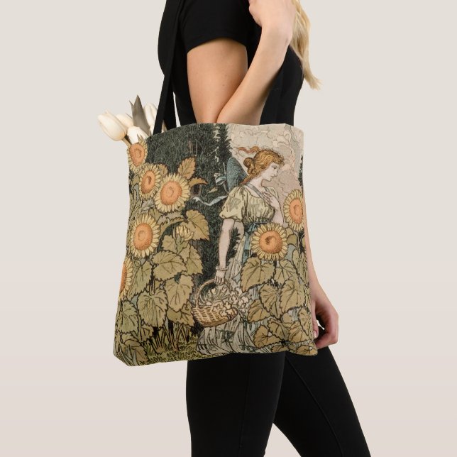 Tote Bag Sunflower Art Nouveau Jardin Grasset Femme (De près)