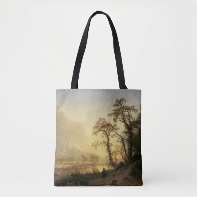 Tote Bag Sunrise, Vallée de Yosemite par Albert Bierstadt (Devant)