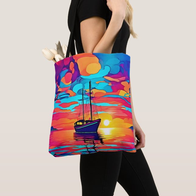 Tote Bag Sunset Sailboat Dream (De près)