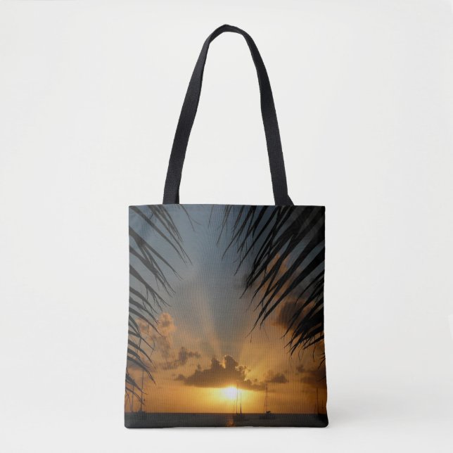 Tote Bag Sunset Through Palm Fronds (Devant)