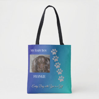 Tote Bag Sunshine wrapped in Fur-Navy/Teal Pet Tribute
