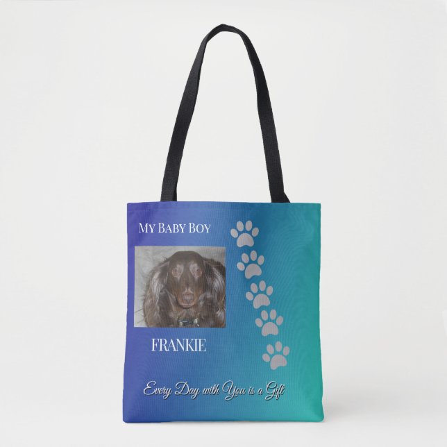 Tote Bag Sunshine wrapped in Fur-Navy/Teal Pet Tribute (Devant)