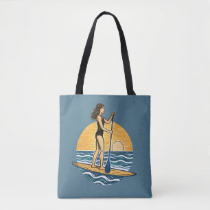 Tote Bag SUP Paddle au coucher du soleil Graphisme de pla