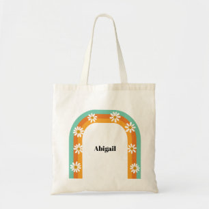 Tote Bag Super Arc-en-ciel des années 1970 Style Boho Daisy
