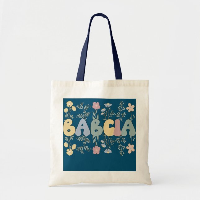 Tote Bag Super Babcia Grand-mère Fleurs Babcia Grand-mère (Devant)