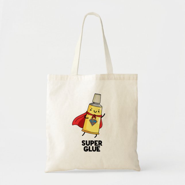 Tote Bag Super Glue Funny Super Hero Pun (Devant)