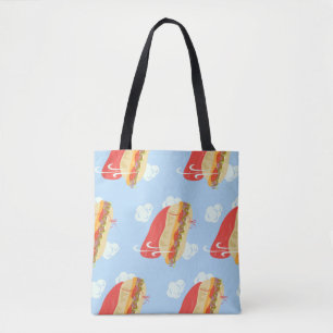 Tote Bag Super Héros Flying Capying Sandwich Fun