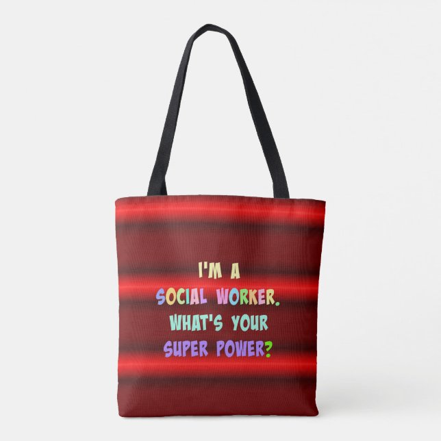 Tote Bag Super puissance du travailleur social (Dos)