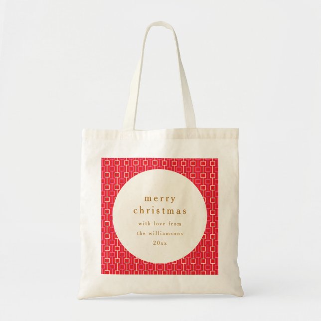 Tote Bag Super rouge rose rétro mignon Nom personnalisé Noë (Devant)