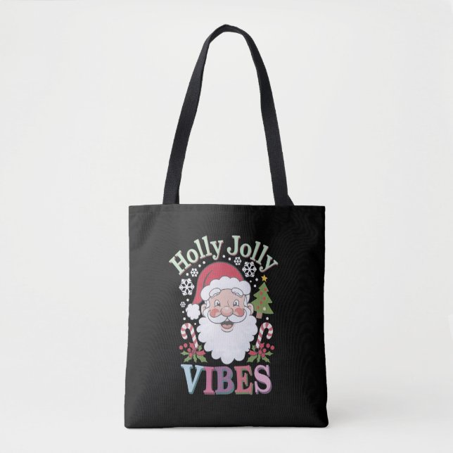 Tote Bag Super Santa Claus Holly Jolly Vibes Noël (Devant)