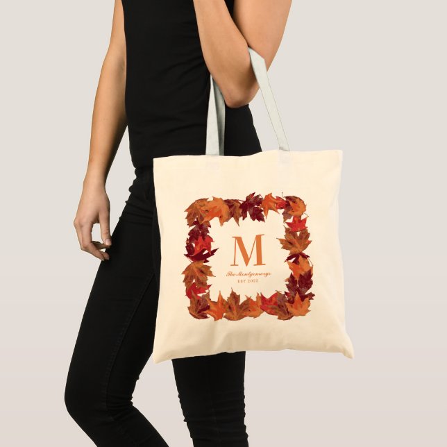 Tote Bag Superbe Automne Feuilles Monogramme automne (Devant (produit))