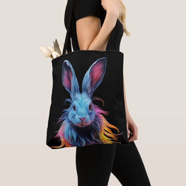 Tote Bag Superbe Lapin Bleu en feu (De près)