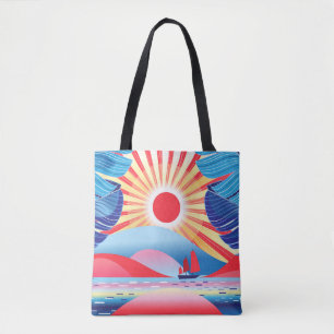 Tote Bag Superbe paysage Vintage avec palmiers et vue