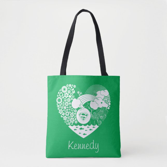 Tote Bag Supergirl Floral Peace Heart Graphisme (Devant)
