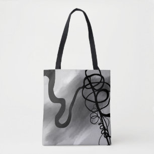 Tote Bag Sur la grille : gris Abstrait, noir et blanc