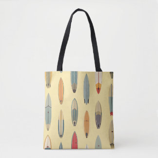 Tote Bag Surf Life | Planche de Surf Rétro Côtière Jaune Pl