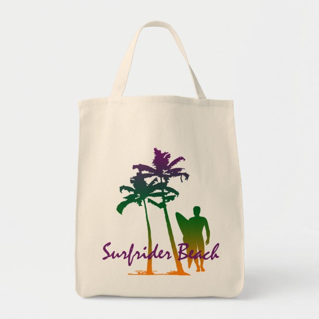 Tote Bag Surfrider Beach Hawaiian Palm Tree Blend (Devant)