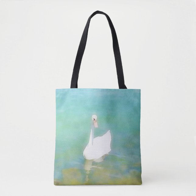 Tote Bag Swan au lac Balaton - aquarelle no2 (Devant)