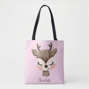 Tote Bag Sweet Cute & Girly Pastel Blush Rose Bébé Reindeer