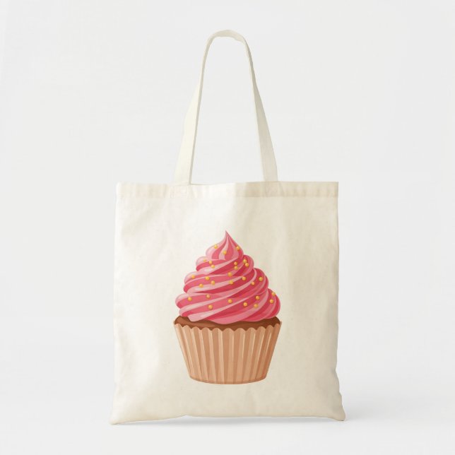 Tote Bag Sweet Pink Cupcake with Gold Sprinkles (Devant)