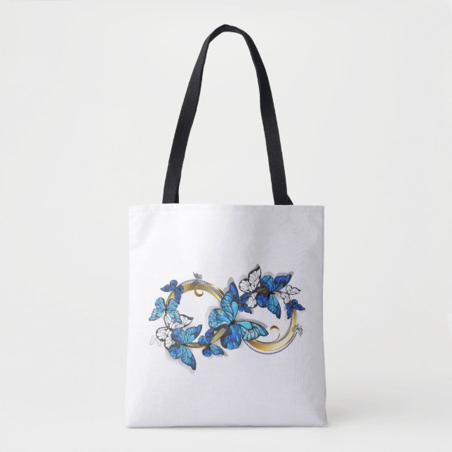 Tote Bag Symbol Infinity of Blue Morpho Butterflies (Devant)