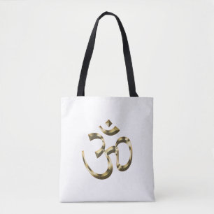 Tote Bag Symbole bouddhiste hindou Yoga or métallique Om