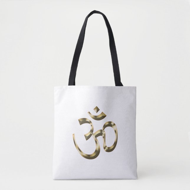 Tote Bag Symbole bouddhiste hindou Yoga or métallique Om (Devant)