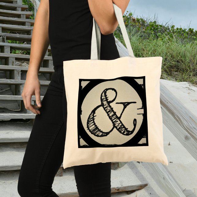 Tote Bag Symbole d'Ampersand Typographie noire (Créateur téléchargé)