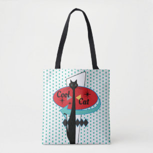 Tote Bag Symbole de chat Cool moderne de l'ère rétro atom