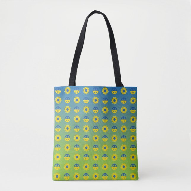 Tote Bag Symbole de la paix pour l'Ukraine et tournesol (Devant)