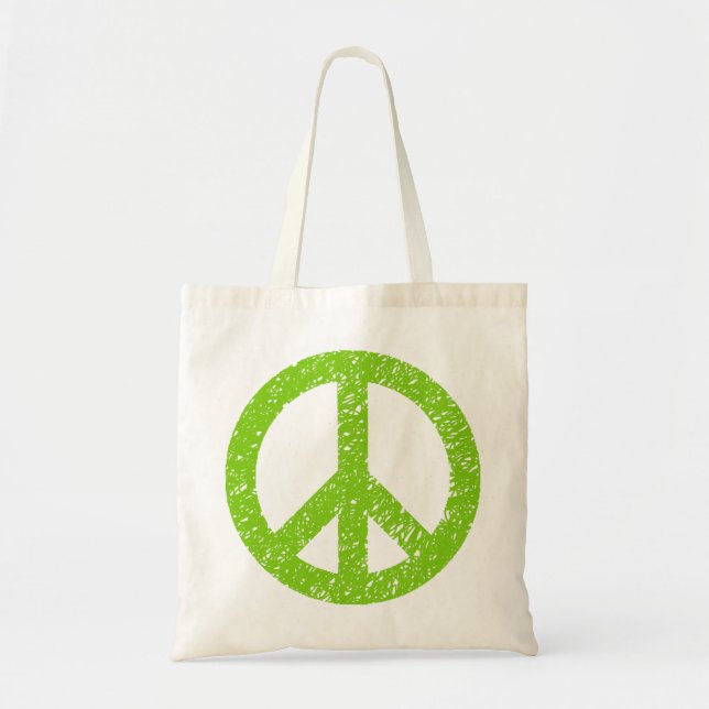 Tote Bag Symbole de la Paix Scribblée - Martian Green (Devant)