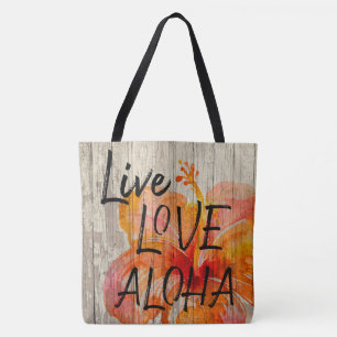 Tote Bag Symbole de la plage d'Aloha Hibiscus Live Love