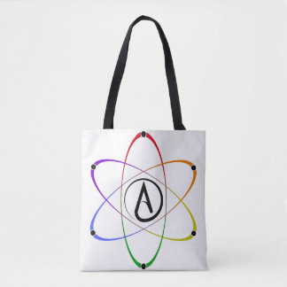 Tote Bag Symbole de l'atome athée arc-en-ciel