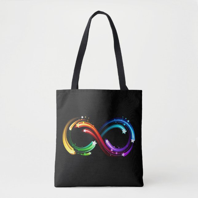 Tote Bag Symbole de l'infini de comètes arc-en-ciel (Devant)