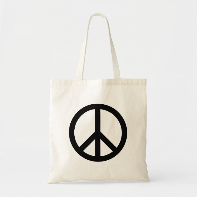 Tote Bag Symbole de paix Anti Guerre noir blanc moderne (Devant)