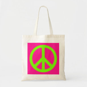 Tote Bag Symbole de paix profond rose et chartreuse