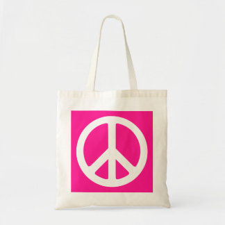 Tote Bag Symbole de paix rose et blanc profond