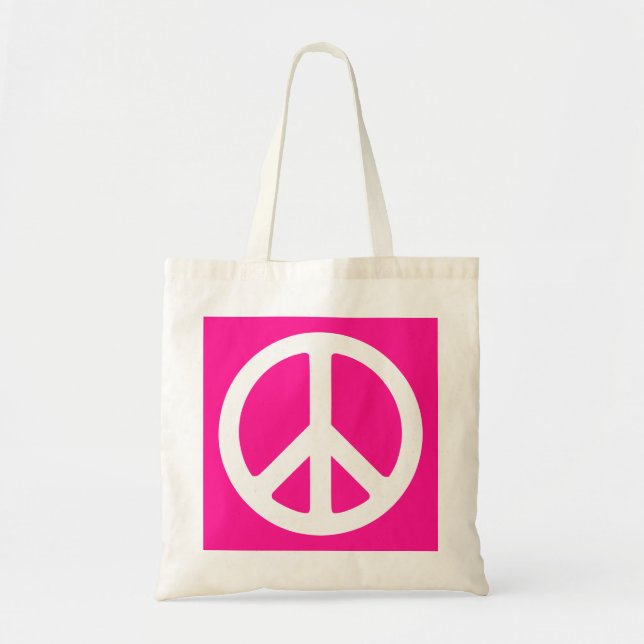 Tote Bag Symbole de paix rose et blanc profond (Devant)